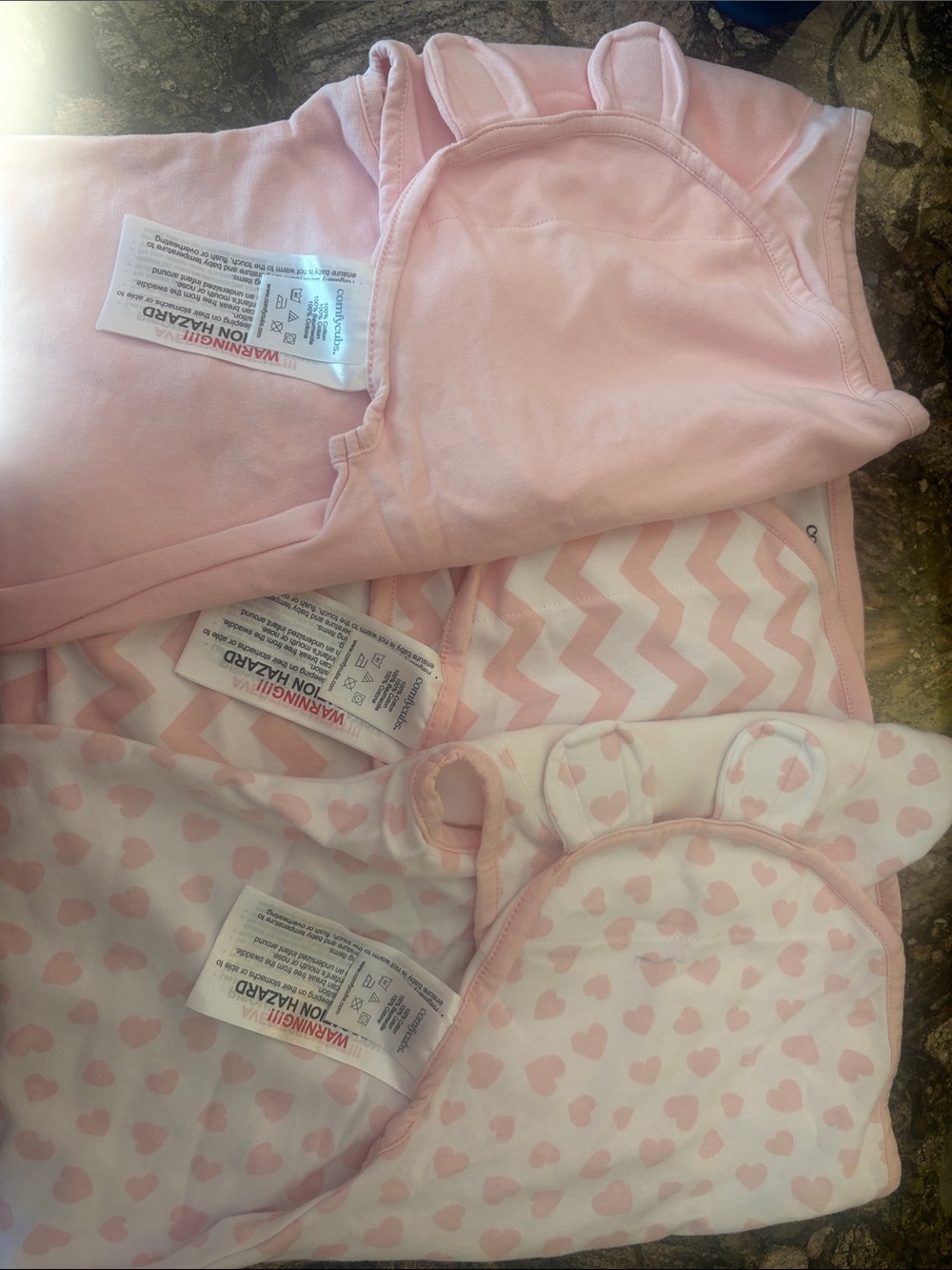 Soft Pink Baby Sleep Swaddles - Pack of 3